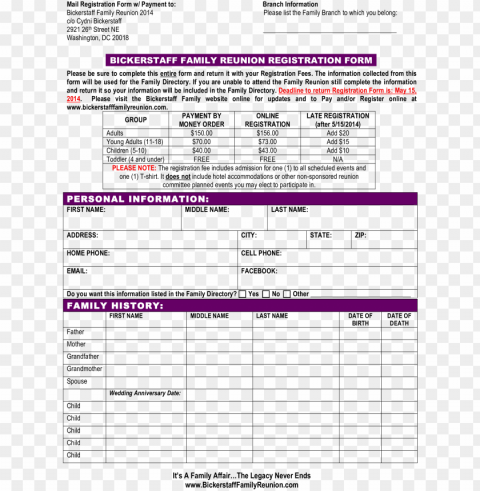 family reunion registration form Transparent background PNG images comprehensive collection