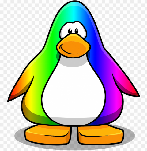 fanart rainbow penguin p-p player card new - club penguin rainbow pengui Transparent PNG Image Isolation