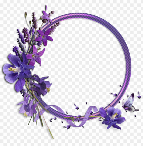 fant aacutesticos frames oval com flores para fotomontagensabaixo - purple flowers borders and frames Isolated Element in Transparent PNG