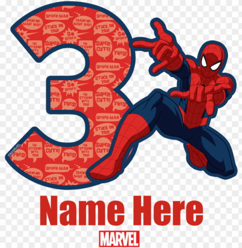 favorite - 3 rd birthday spiderman t shirts Clean Background Isolated PNG Character