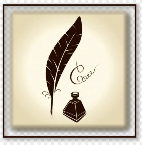 feather pen and ink PNG Graphic Isolated on Clear Background