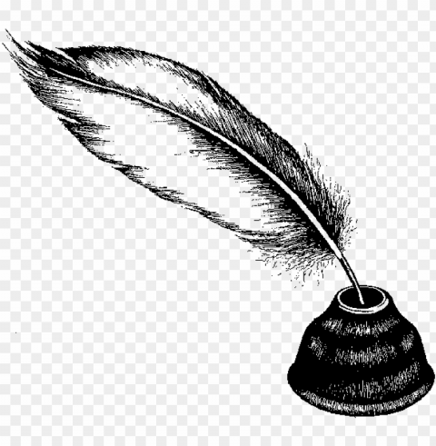feather pen and ink PNG Graphic Isolated on Transparent Background