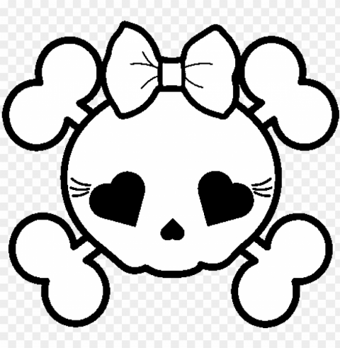 female skull coloring page - cute skull PNG Image with Clear Isolated Object