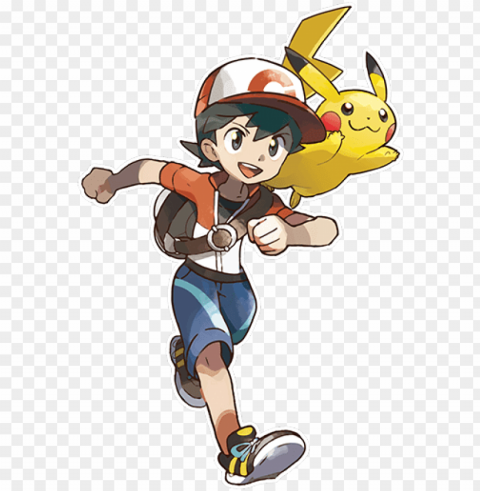 female trainer male trainer - pokemon let's go pikachu character Transparent Background Isolation in HighQuality PNG