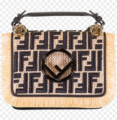 fendi rafia and leather small kan i bag in nat-blk - sac a main fendi 2018 PNG Image with Transparent Isolated Graphic Element