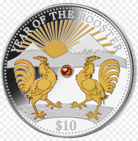 fiji year of the rooster 1oz 999 fine silver gold gilded - year of the rooster stamps around the world Transparent PNG Image Isolation