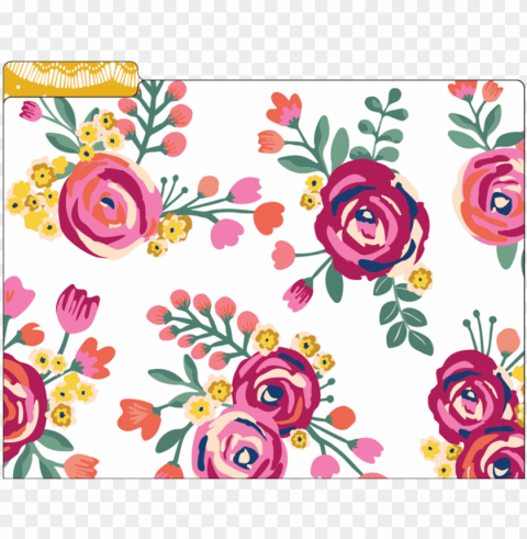 file folder set vintage floral - hybrid tea rose Isolated Object on Clear Background PNG