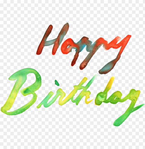 file size - happy birthday watercolor PNG graphics with transparent backdrop