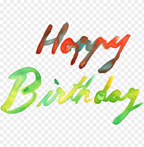 File Size - Happy Birthday Watercolor PNG Graphics With Transparent Backdrop