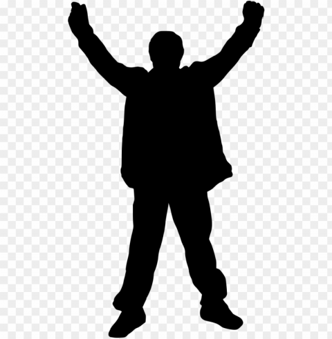 file size - people with hands up silhouette Transparent Background Isolated PNG Item
