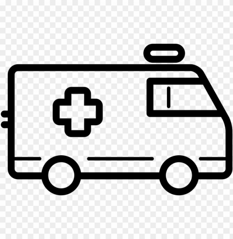 file svg - ambulance truck clipart black and white Isolated Item on Clear Background PNG