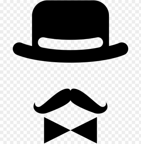 file svg - mustache and hat PNG Image with Clear Isolation