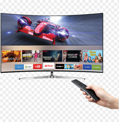 finding what you want to watch is a breeze with smart - samsung 65 curved 4k ultra hd smart tv with hdr quantum HighResolution Transparent PNG Isolation PNG transparent with Clear Background ID fc980058