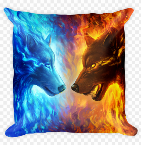 fire and ice square pillow - ice wolf Transparent PNG graphics complete collection