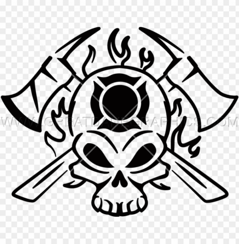 fire fighter skull production ready artwork for ClearCut Background Isolated PNG Art