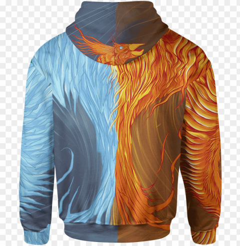 fire & ice phoenix unisex hoodie - active shirt PNG Image with Clear Background Isolation