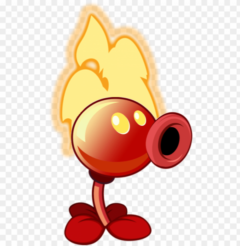 fire peashooter - plants vs zombies 2 fire repeater Isolated Artwork on Transparent Background