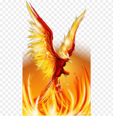 Fire Phoenix PNG Graphic Isolated With Transparency