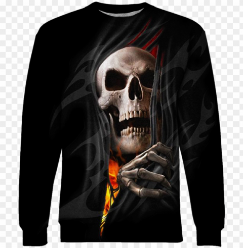 fire skull tshirt - spiral direct death re-ripped cotton kids hoody blackskeleto Isolated Illustration on Transparent PNG PNG transparent with Clear Background ID ec15fd68