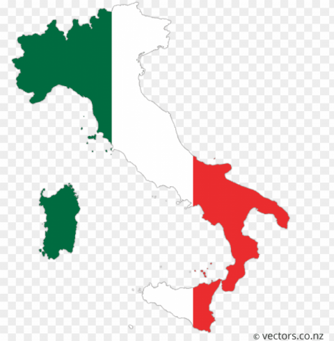 flag vector map of italy - italy map vector Isolated Design Element in Clear Transparent PNG