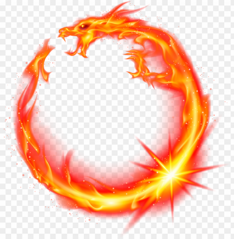 flame dragon fire red - fire dragon circle Isolated Illustration in Transparent PNG
