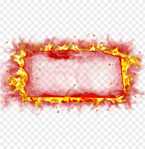 flame fire border rectangular frame outline PNG images with alpha mask