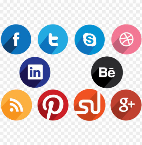 flat round social media icons - social media icon flat desi PNG for web design