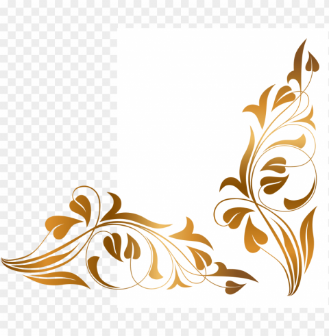 floral abstract filigree frame for card - golden flower vector Isolated Object on Transparent PNG