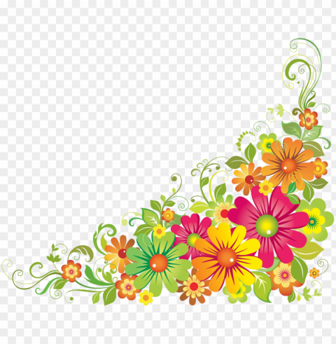 floral clipart mexican - colourful floral corner borders PNG transparent graphics for projects