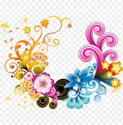 Floral Colorful Clear Background PNG Images Diverse Assortment
