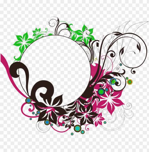 floral round frame photo - circle frame design Isolated PNG Element with Clear Transparency