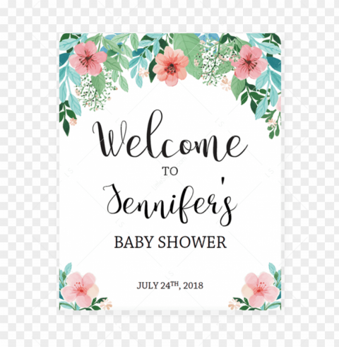 floral shower welcome sign printable by littlesizzle - printable baby prediction cards PNG clipart with transparency