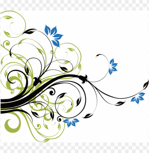 floral swirl PNG clipart with transparent background