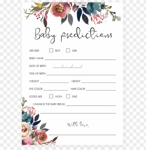 floral watercolor baby predictions game printable by - printable baby prediction game Clear PNG images free download
