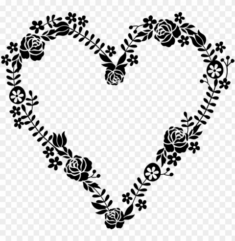 floral wreath heart-shaped stamp - heart wreath clip art Isolated Design Element in HighQuality PNG