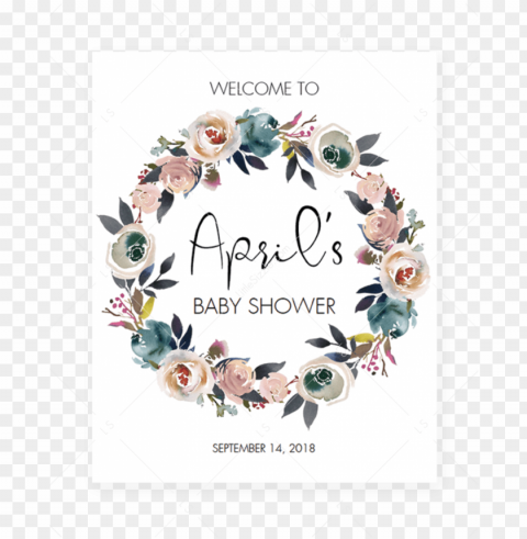 floral wreath welcome to sign for boho shower by littlesizzle - floral welcome baby shower Isolated Subject in Transparent PNG