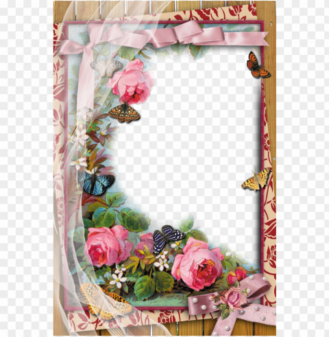 flower and butterfly border design download - love photo frame editor Isolated Element with Clear PNG Background