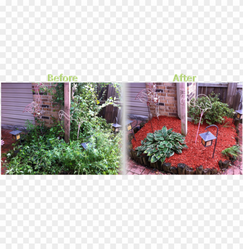 flower bed maintenance - flower bed before and after mulch Isolated Graphic on Transparent PNG