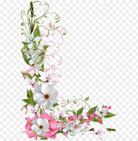 flower border clipart flower frame pink and green - pastel flowers borders PNG images alpha transparency
