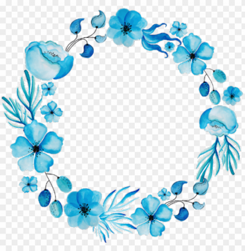 flower circle - blue flower wreath PNG design elements