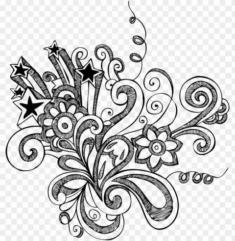 flower doodle art PNG graphics with alpha transparency broad collection