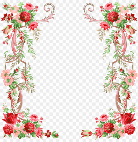 flower graphic design - transparent floral border design PNG files with no backdrop wide compilation
