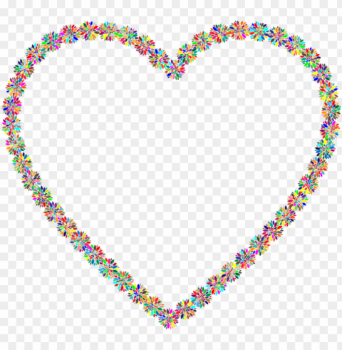 flower heart necklace shape - floral heart outline clipart Transparent image