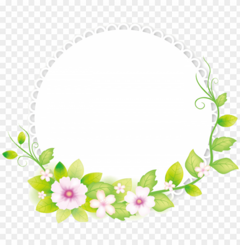 flower illustrator frame fresh adobe round - round flower frame Isolated Item on Transparent PNG