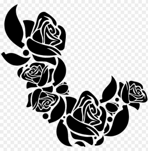 flower ornament of roses vector - black floral rose Transparent PNG graphics complete archive