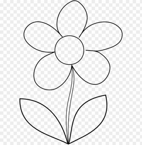 flower stem clipart black and - easy flower colouring in pages PNG clip art transparent background