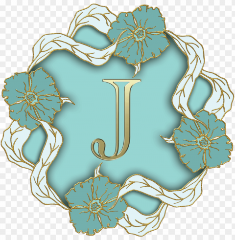 flower theme capital letter j PNG artwork with transparency