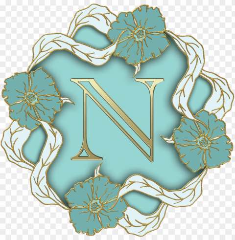 flower theme capital letter n PNG clip art transparent background