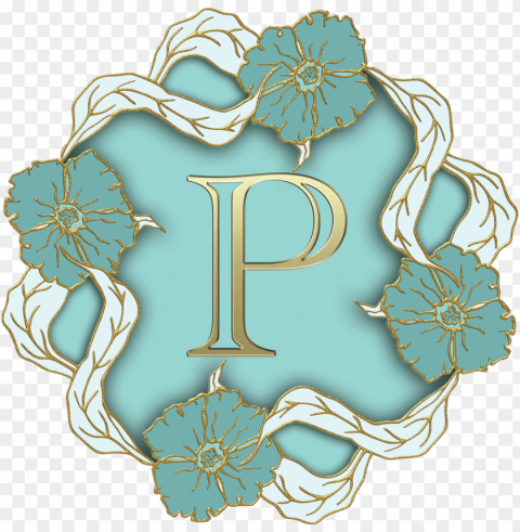 flower theme capital letter p PNG clipart with transparency