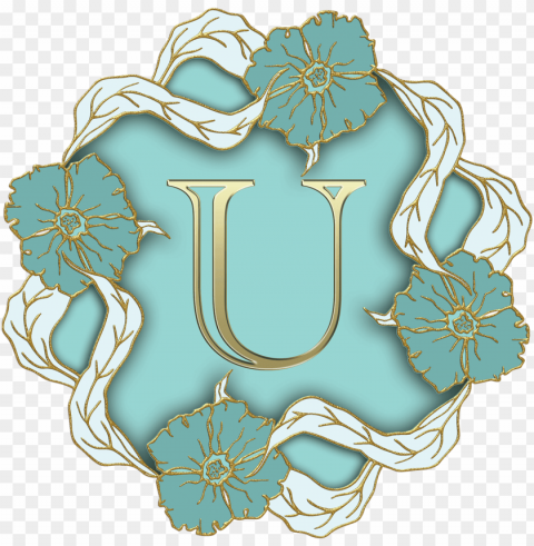 flower theme capital letter u PNG download free
